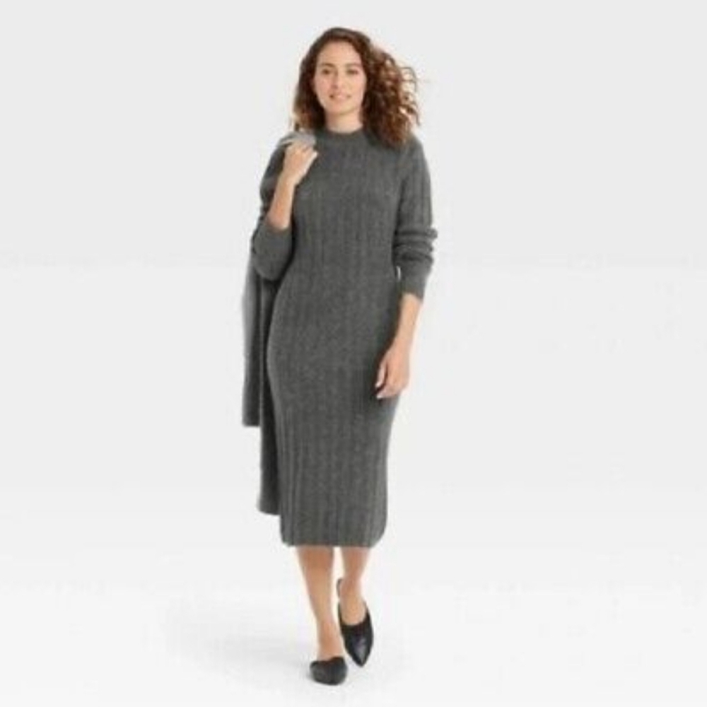 NWT A New Day Rib Knit Gray Sweater Dress XXL